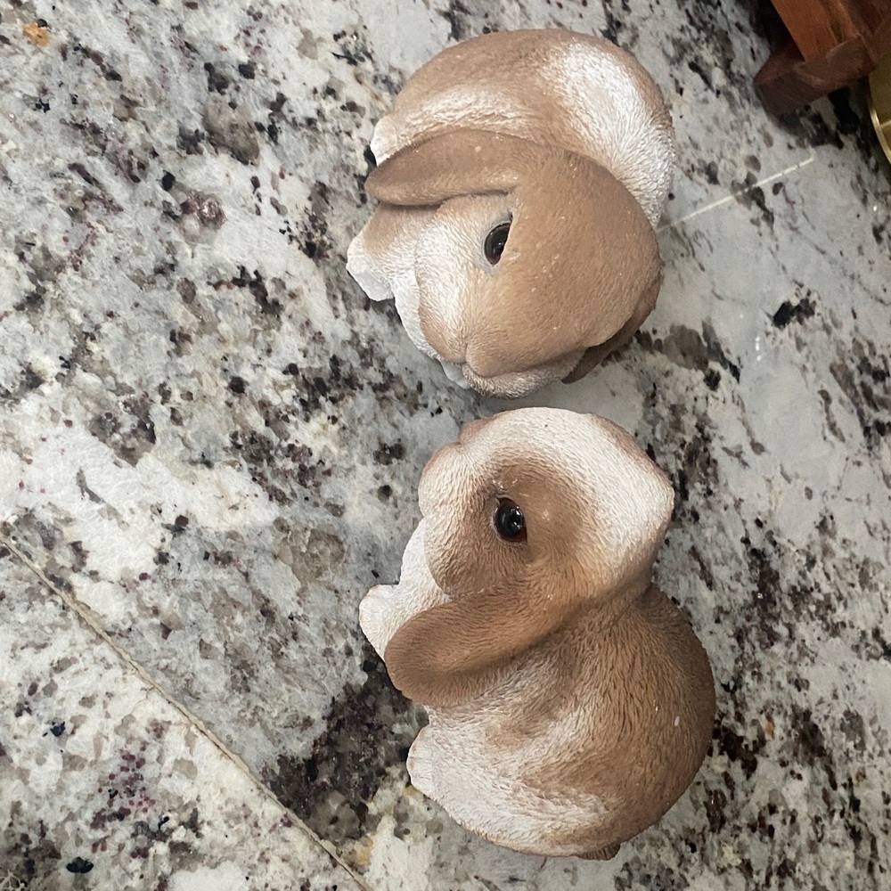 Charming Brown and White Bunny Figurines